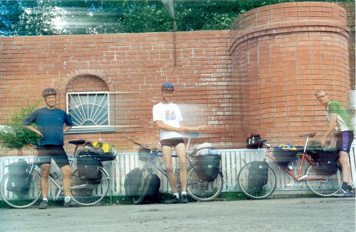 104 Three cyclists taking a break