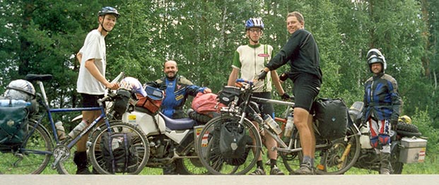 129 Two Austrain bikers going from Mongolia to Kirgistan